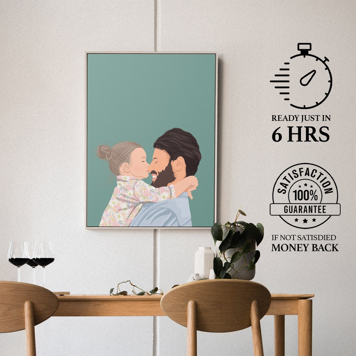 Personalized Fathers Day Gift Custom Dad Portrait Meaningful Artwork Wall Art Fathers Day Unforgettable