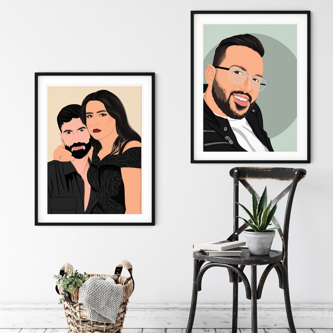 Custom Couple Portrait Couple Drawing Couple Painting Faceless Portrait Print Engagement Portrait Print Engagement Photo Painting Gift - Image 3