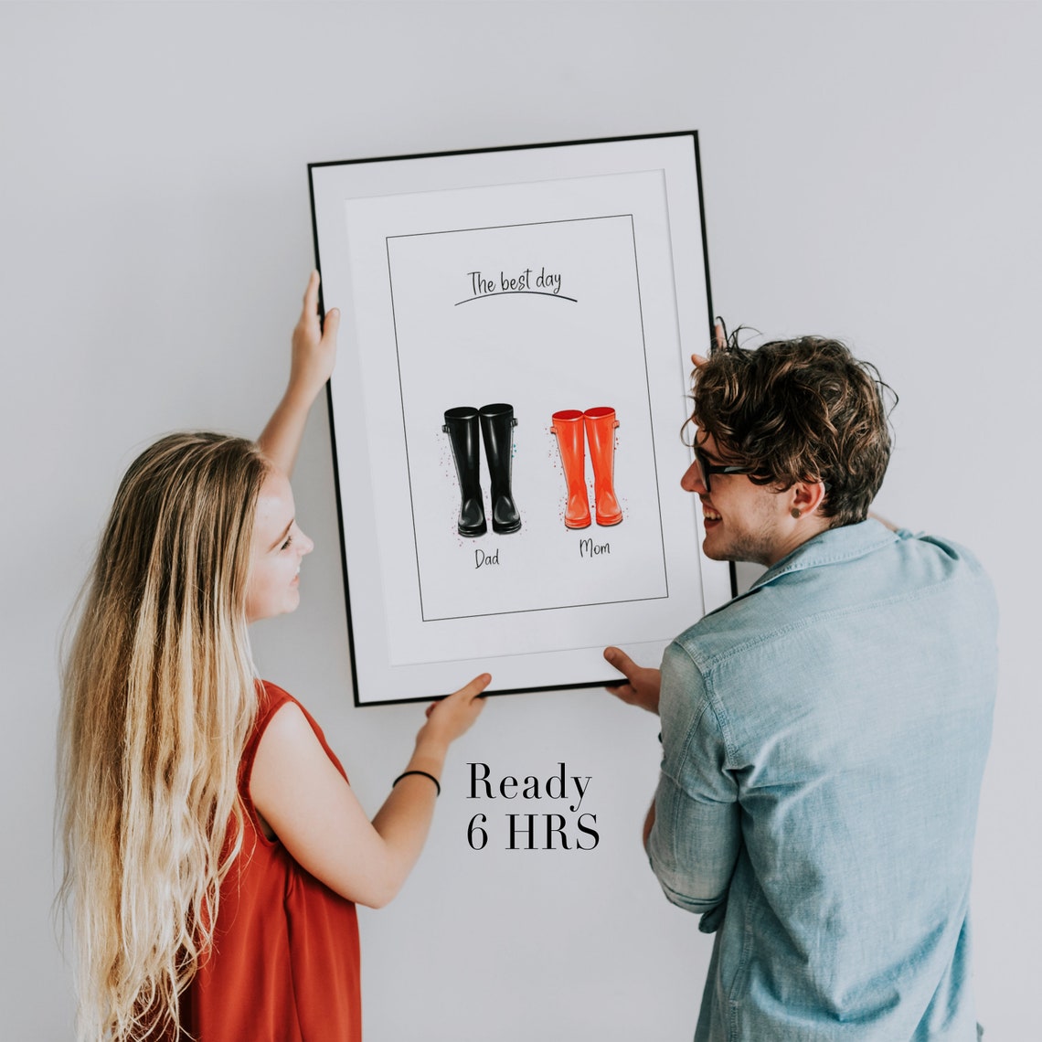 Classic Personalized Family Rain Boots Names Poster Black Frame - Image 2