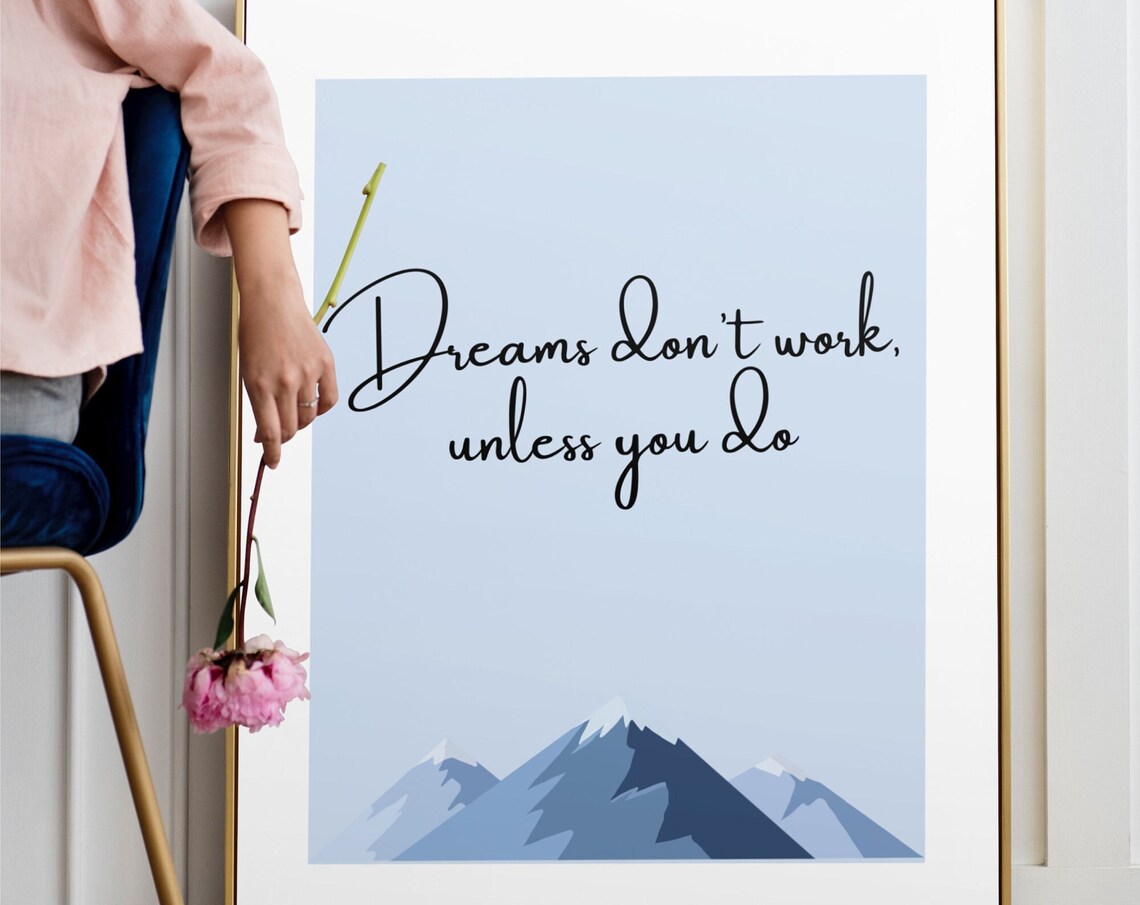 Dreams Don’t Work Motivational Print, Personalized Gift - Image 3