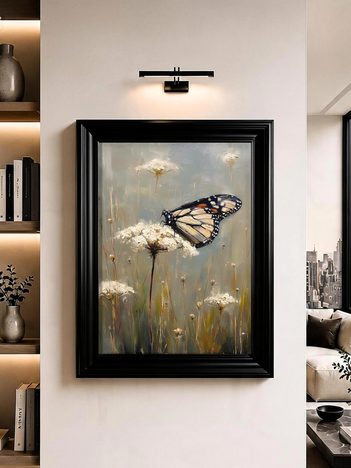 Monarch Butterfly Wildflower Meadow, Botanical Print