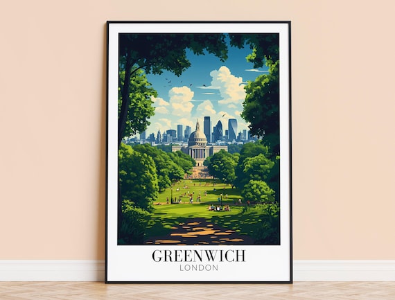 Greenwich Print London Travel Wall Art City Poster Framed Or Unframed Home Decor Wedding And Housewarming Gift Personalised