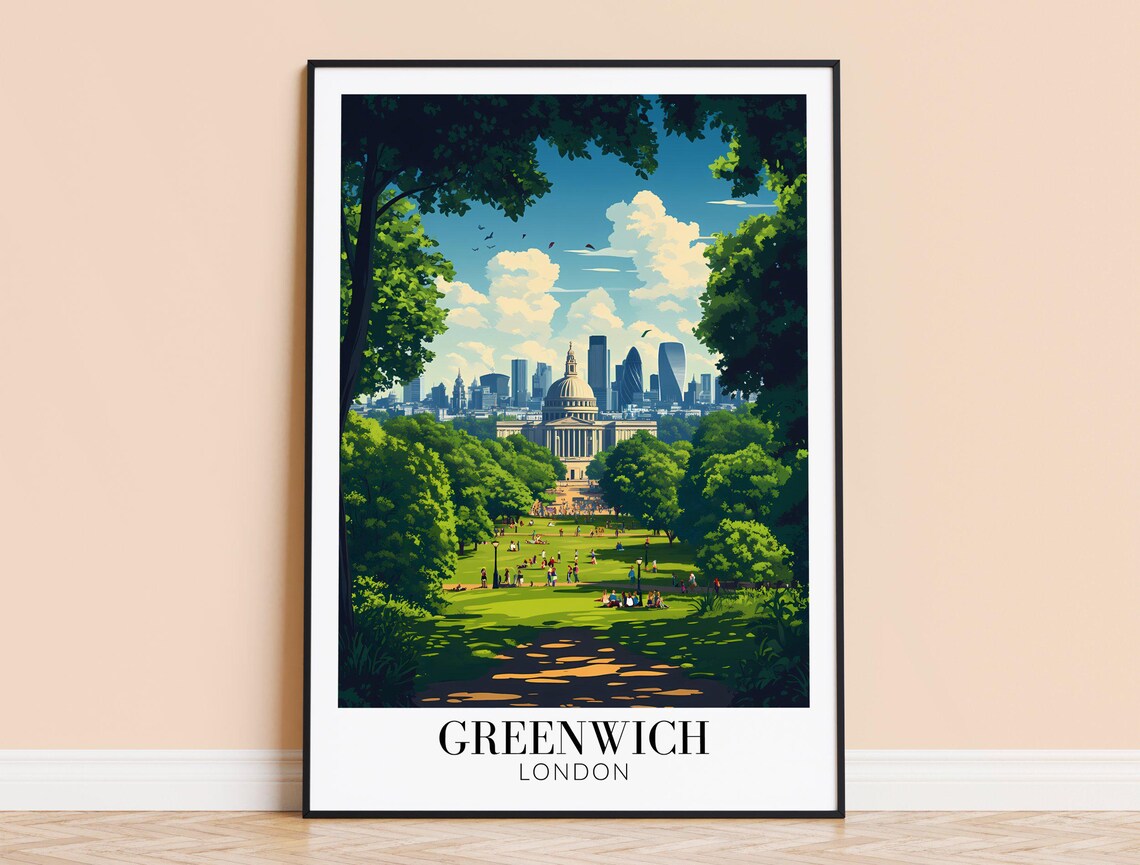 Greenwich London Green Park City Skyline Summer Afternoon Poster