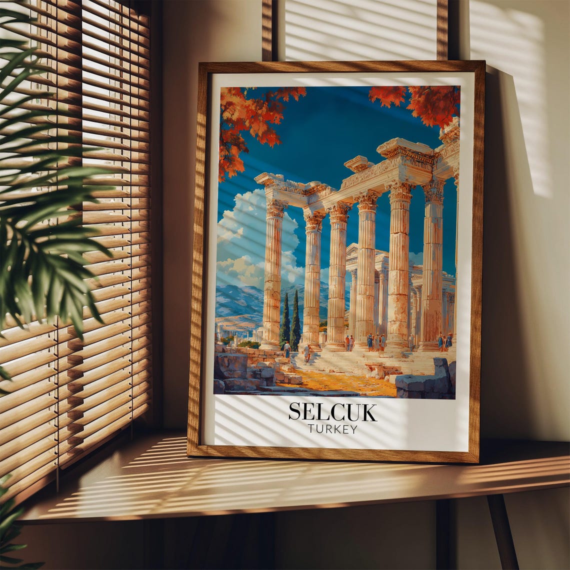 Selcuk Turkey Ancient Columns Blue Sky Day Ruins Closeup Travel Poster - Image 3