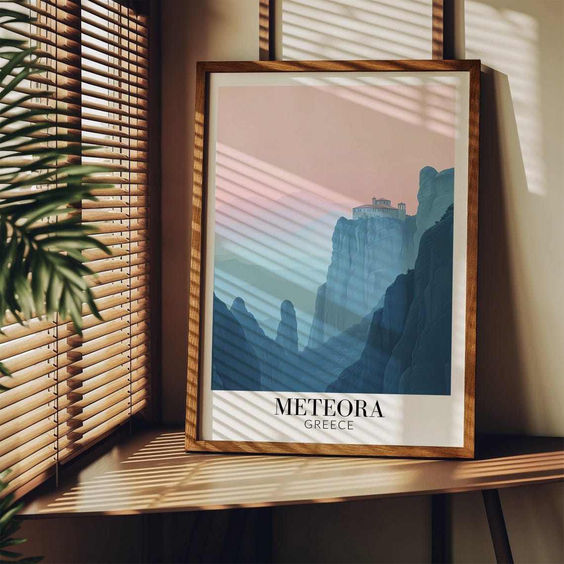 Meteora Greece Monastery Perched On Towering Rock Cliffs Poster - Image 3
