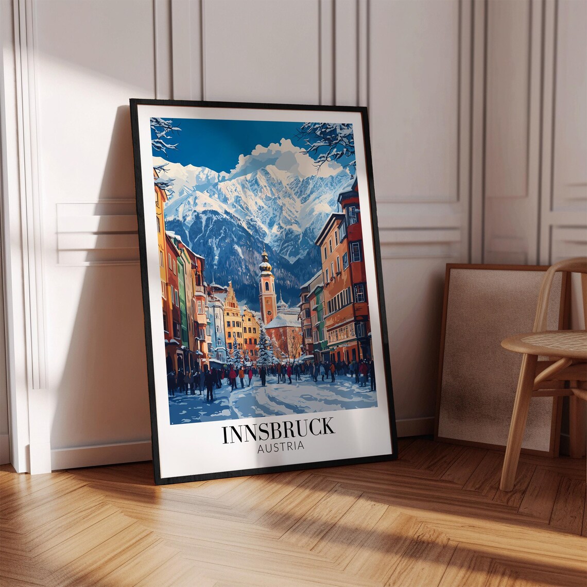 Innsbruck Austria Snowy Lane Church Tower Alpine Peaks Poster - Image 4
