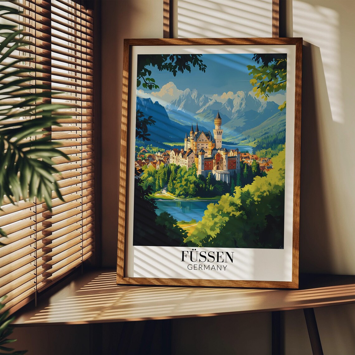 Fussen Germany Fairytale Castle Alpine Lake Vintage Travel Poster - Image 4
