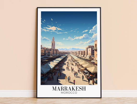 Marrakesh Print Morocco Wall Art Poster African Travel Home Decor Wedding Housewarming Gift Framed Or Unframed Personalised