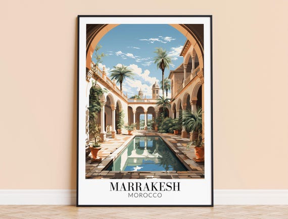 Marrakesh Print Morocco Wall Art Poster African Travel Home Decor Wedding Housewarming Gift Framed Or Unframed Personalised
