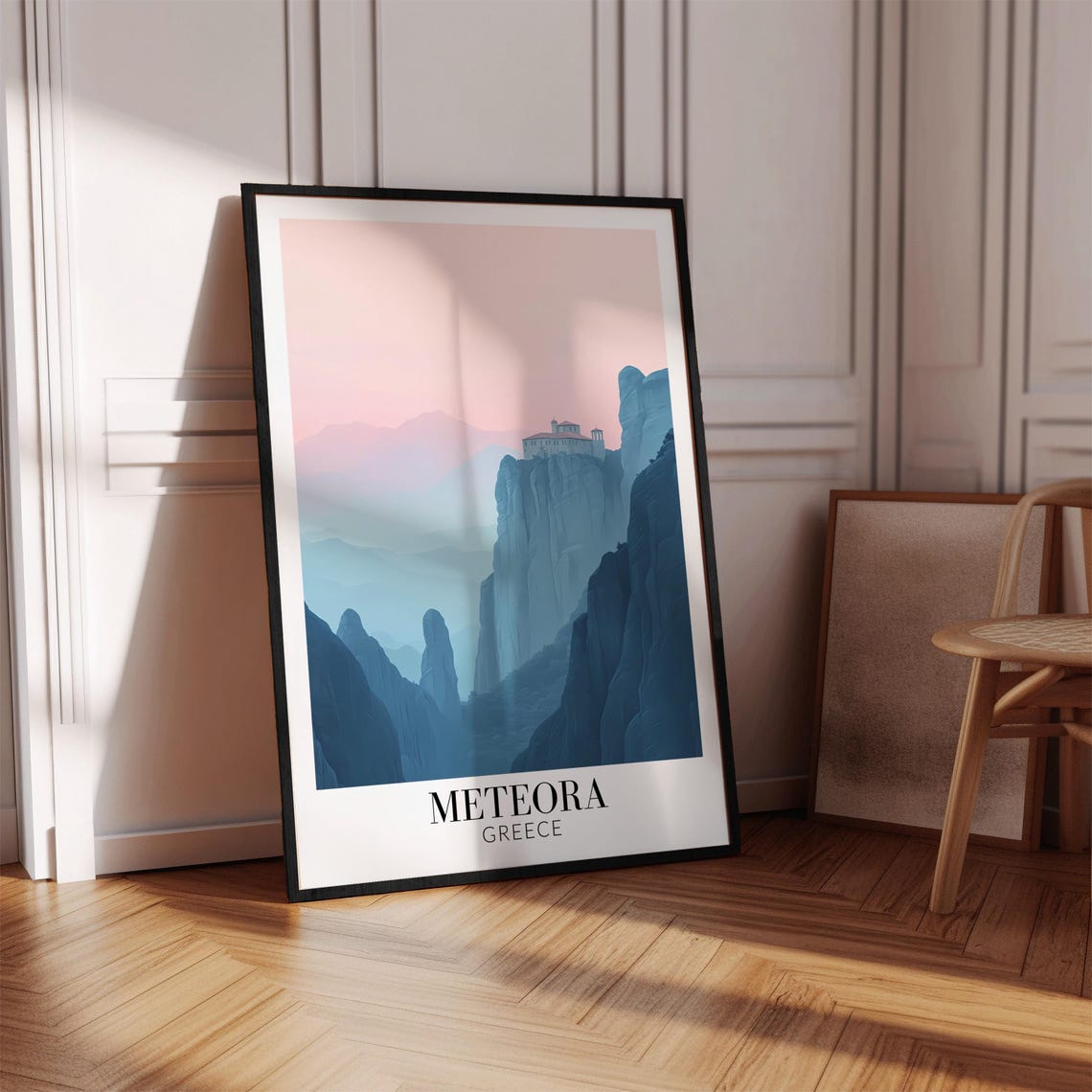 Meteora Greece Monastery Perched On Towering Rock Cliffs Poster - Image 4