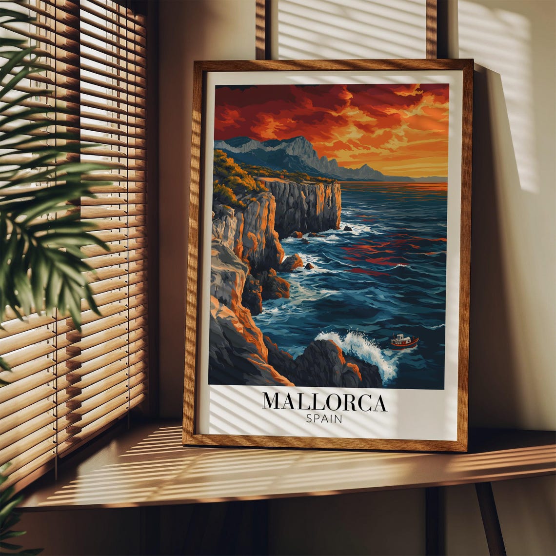 Mallorca Spain Dramatic Cliffs Sunset Coastline Travel Poster - Image 2