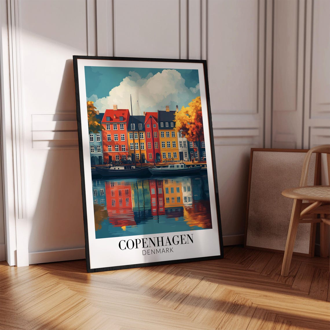 Copenhagen Nyhavn Autumn Harbor Colorful Canal Reflection Poster - Image 4