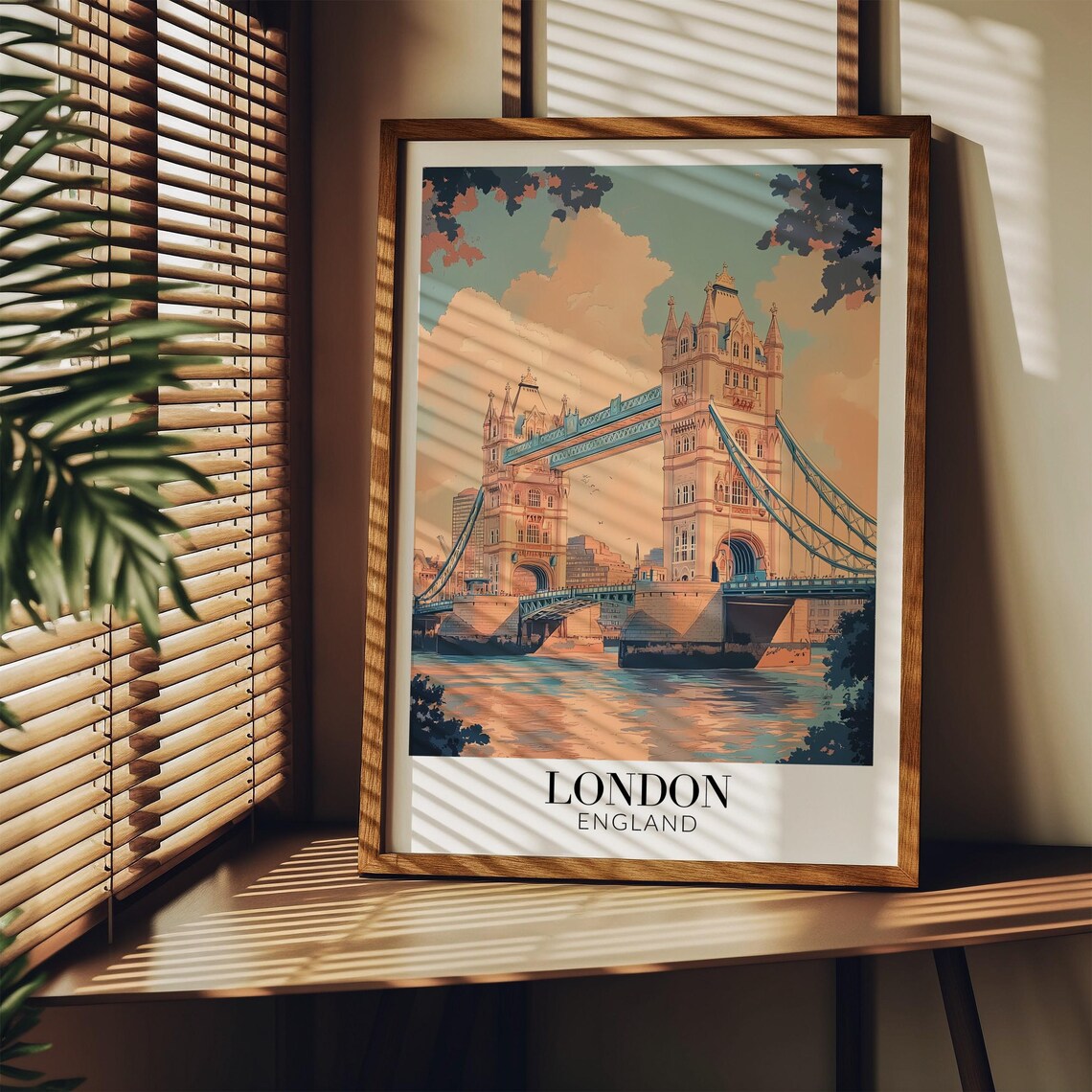 London England Tower Bridge Golden Hour River Thames Travel Poster - Image 3