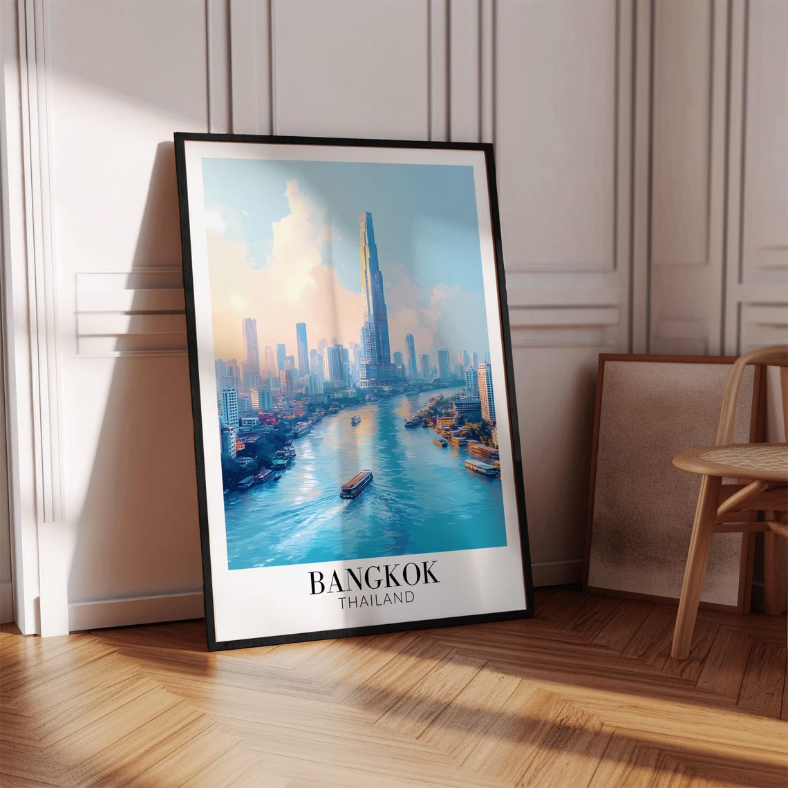 Bangkok Thailand River View With Skyscraper at Golden Hour Poster - Image 4