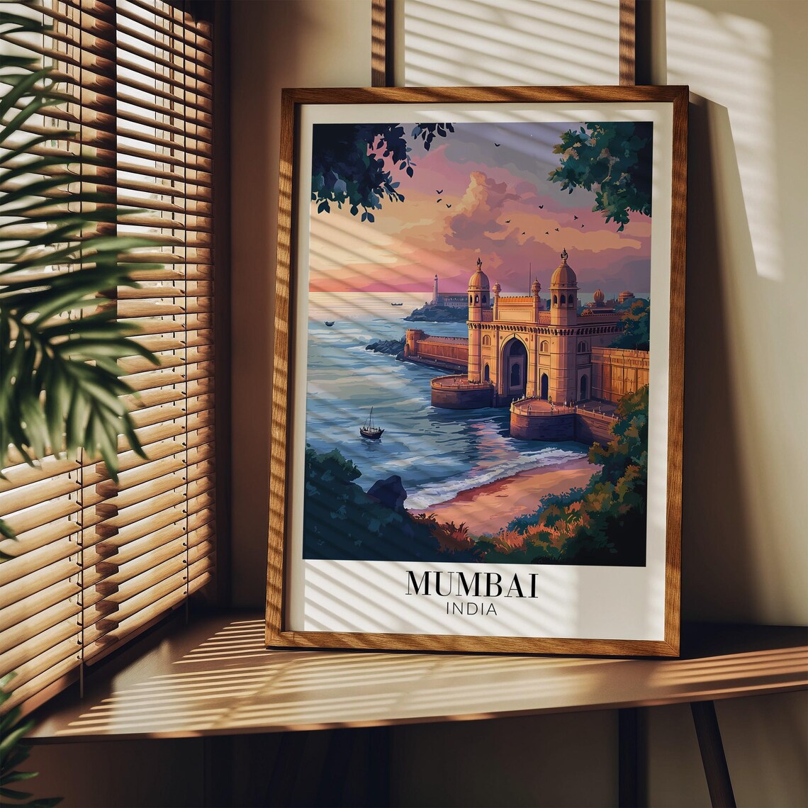 Mumbai India Gateway of India Dawn Seaside Fort View Art Poster - Image 3