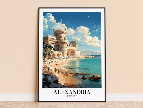 Alexandria Print Egypt Travel Wall Art Mediterranean Poster Framed Or Unframed Home Decor Wedding And Housewarming Gift Personalised