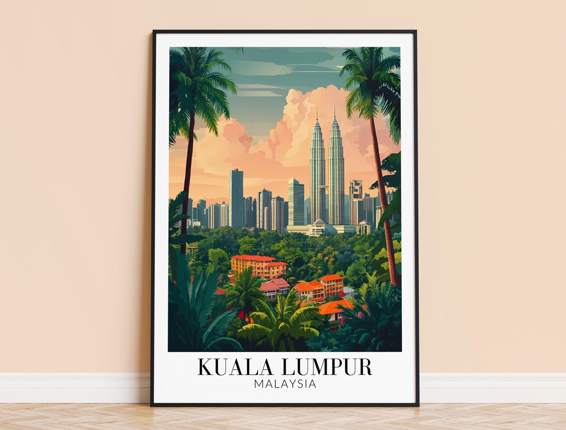 Kuala Lumpur Malaysia Petronas Towers Golden Hour Skyline Poster