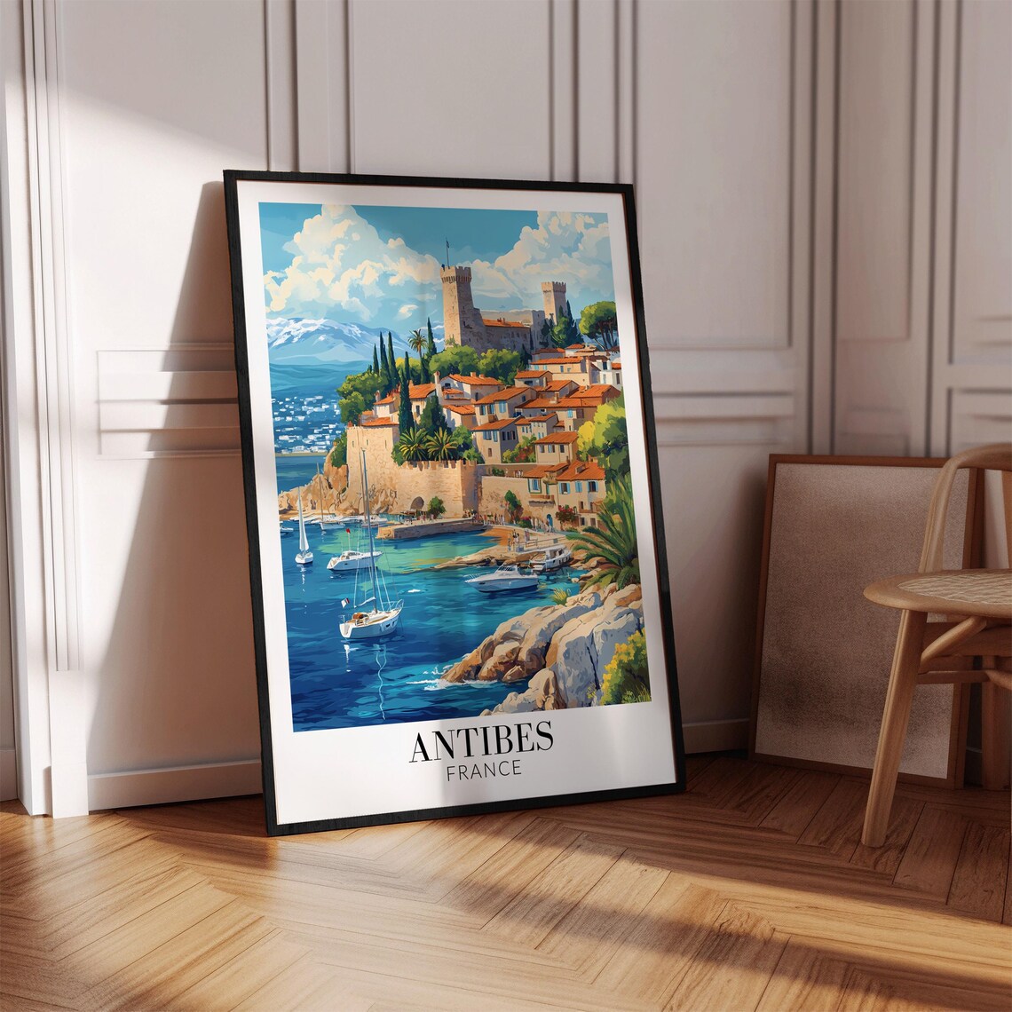 Antibes France Walled Old Town Cypress Coast Boats Travel Poster - Image 4