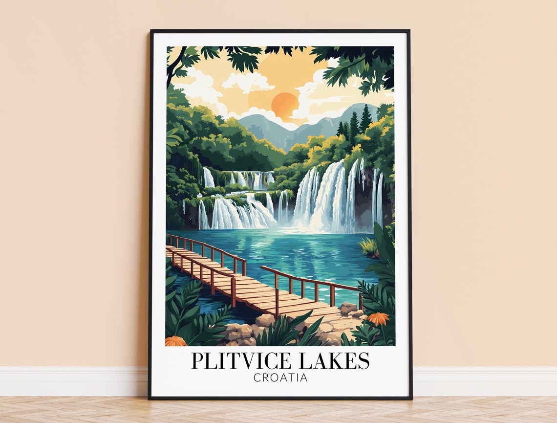 Plitvice Lakes Croatia Waterfall Boardwalk National Park Poster