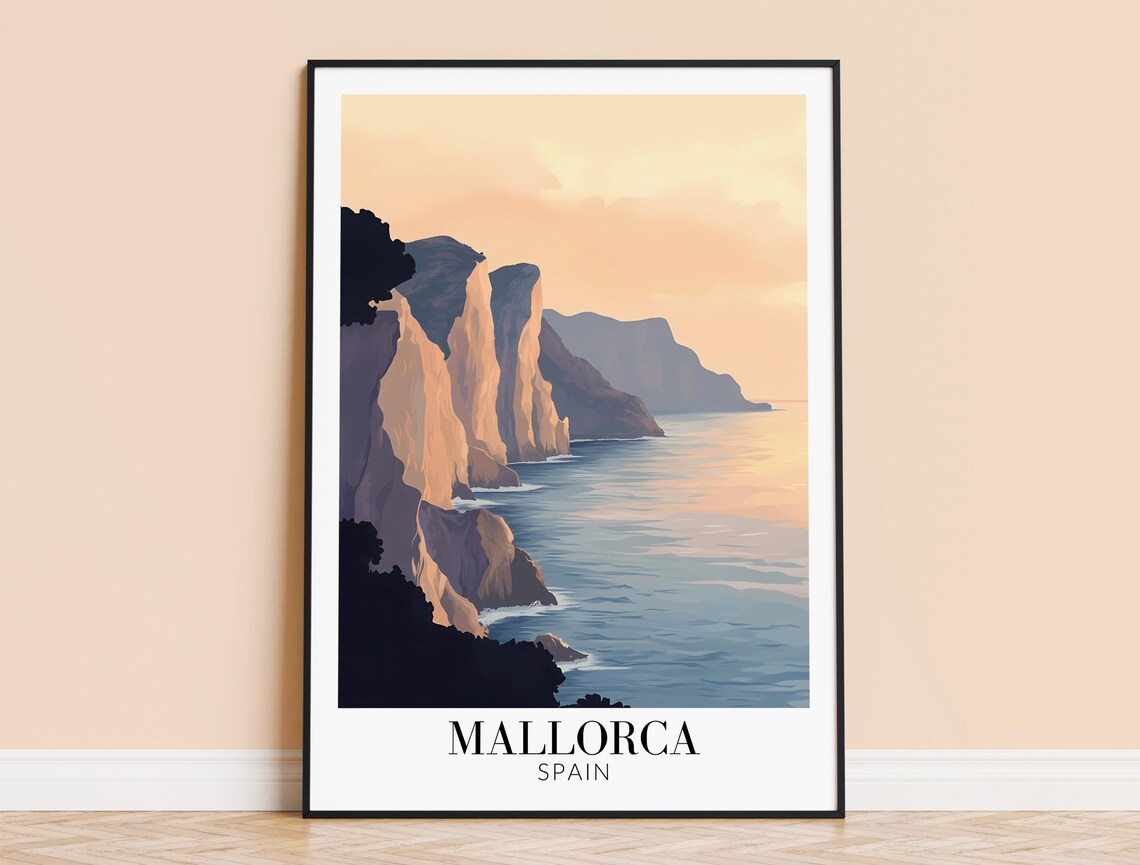 Mallorca Spain Travel Poster, Europe Wall Art