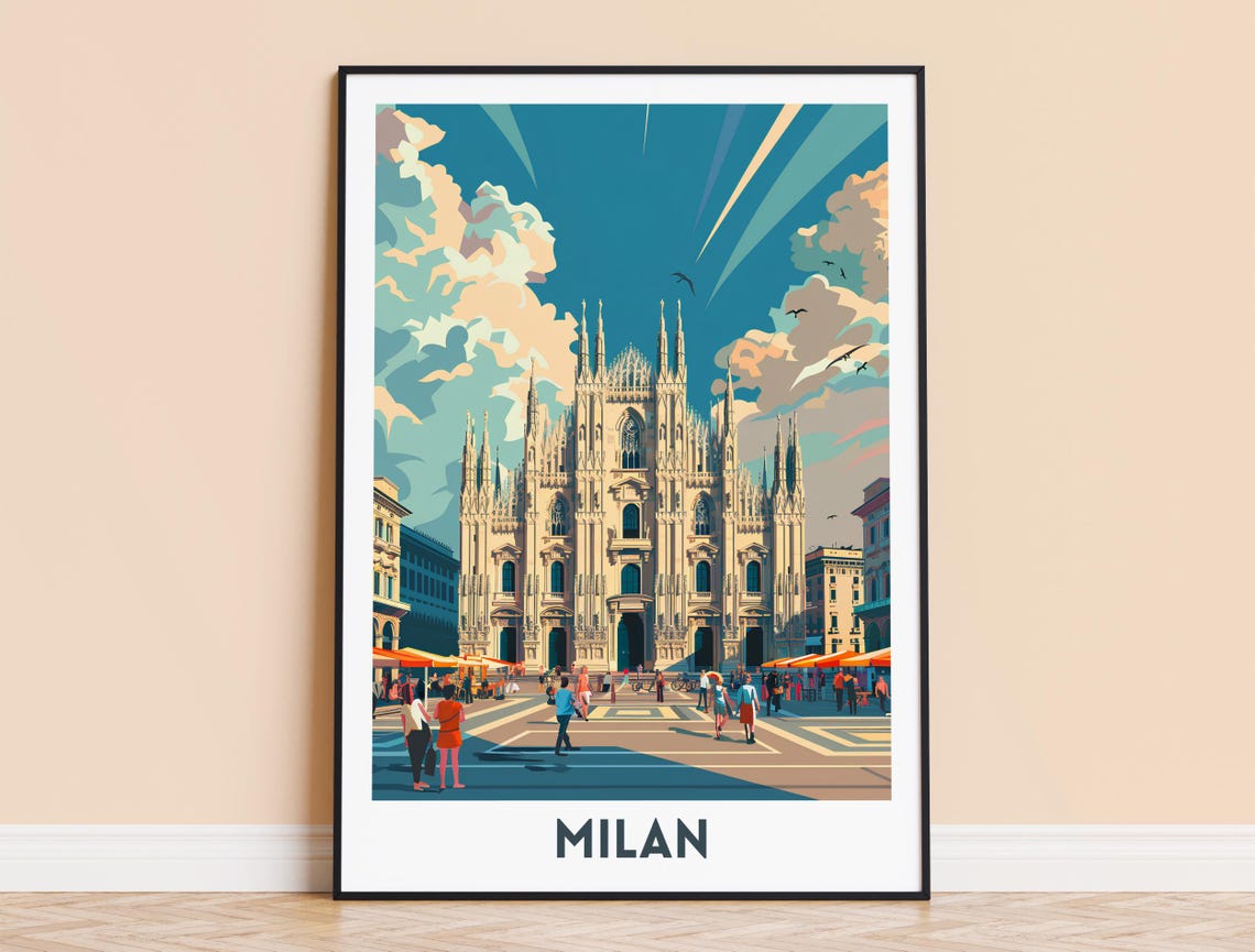 Milan Cathedral Duomo Gothic Architecture Italy Travel Poster