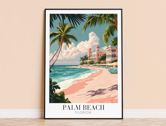 Palm Beach Florida Grand Resort Retro Beach Vintage Travel Poster