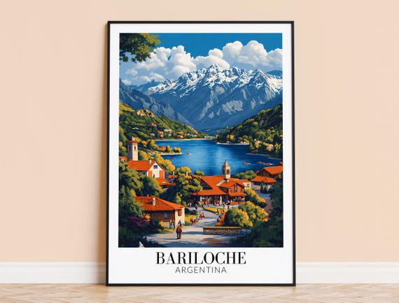 Bariloche Print Argentina Travel Wall Art Poster Framed Or Unframed Home Decor Wedding And Housewarming Gift Personalised