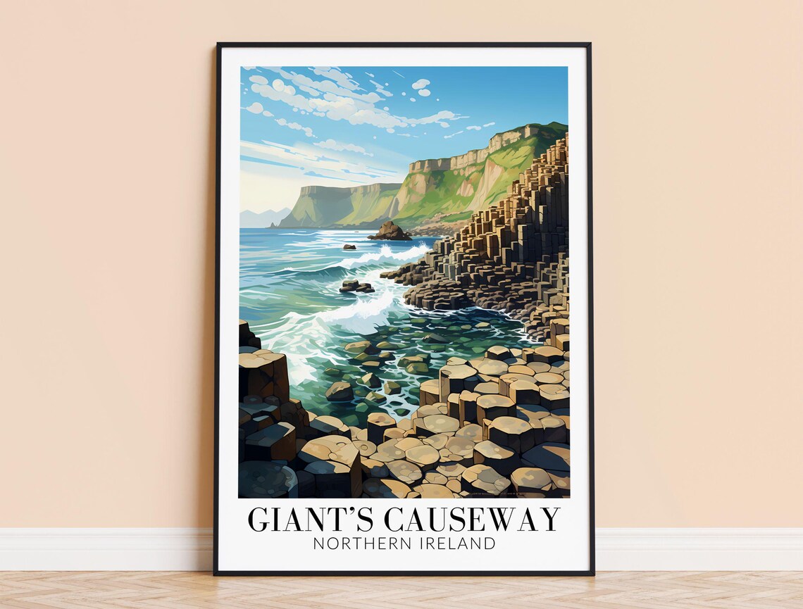 Giant's Causeway Northern Ireland Basalt Columns Coast Travel Poster