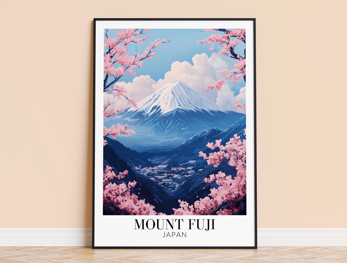 Mount Fuji Japan Travel Poster, Wall Decor
