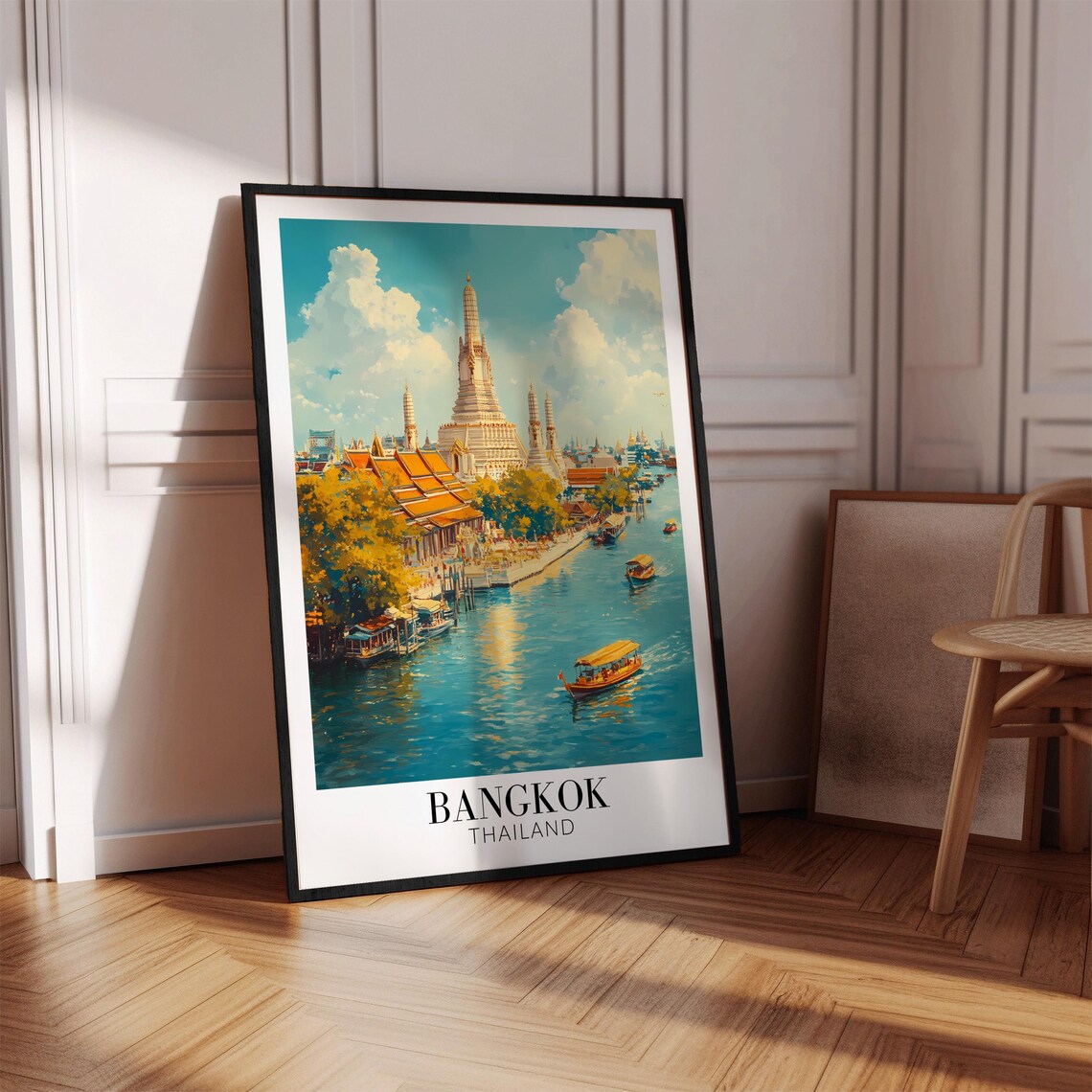 Bangkok Thailand Wat Arun and River Boats in Bright Daylight Poster - Image 4