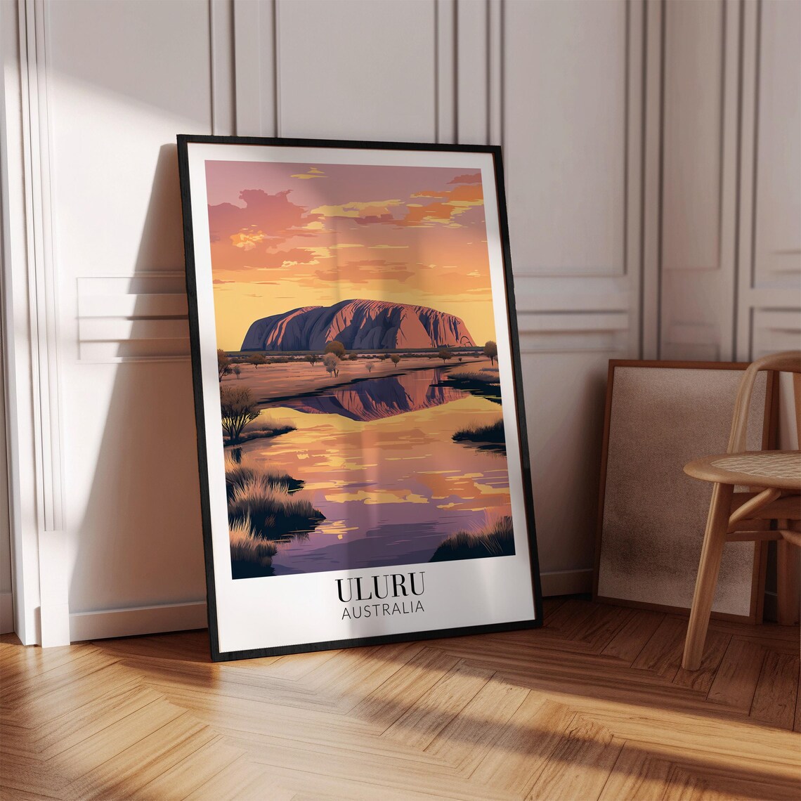 Uluru Australia Sunset Desert Waterhole Reflection Travel Poster - Image 2
