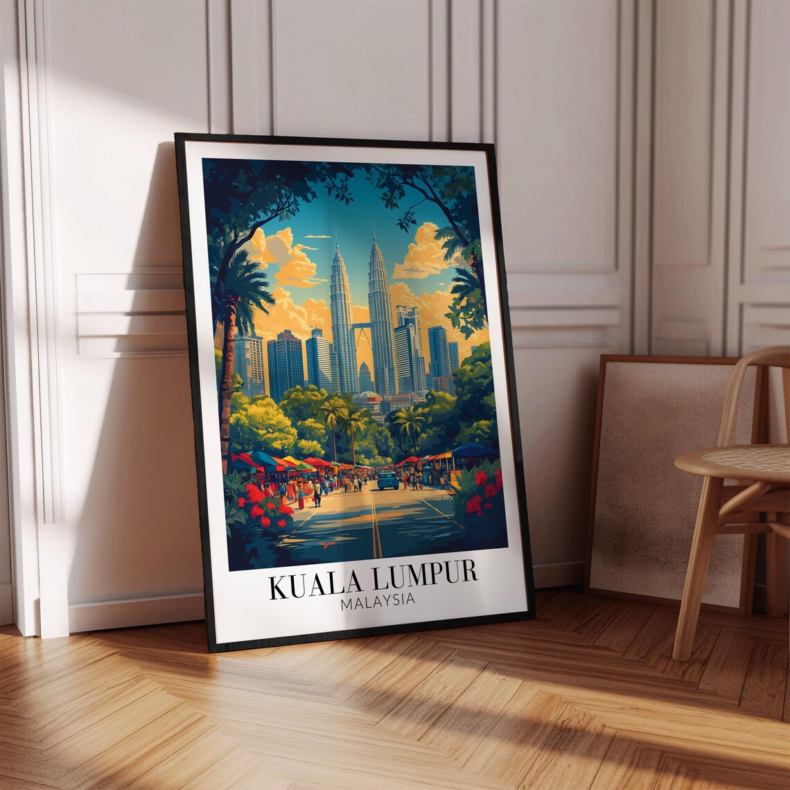 Kuala Lumpur Petronas Towers Above Vibrant Street Market Poster - Image 4