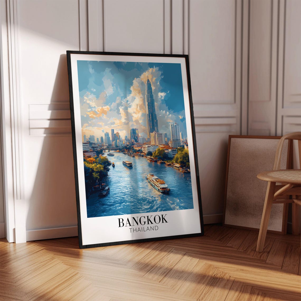 Bangkok Thailand Modern Skyline With Tall Tower Over the River Poster - Image 4