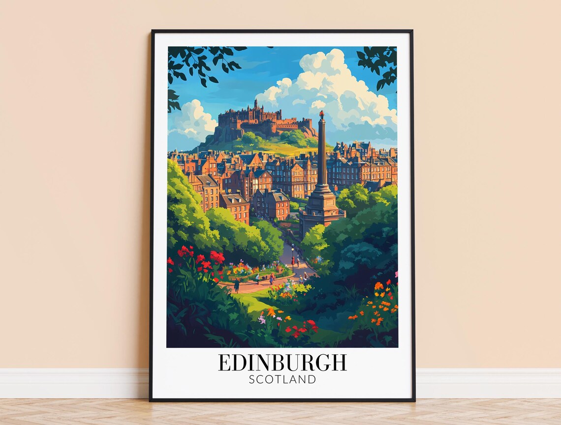 Edinburgh Scotland Castle Rock Golden Afternoon City View Poster