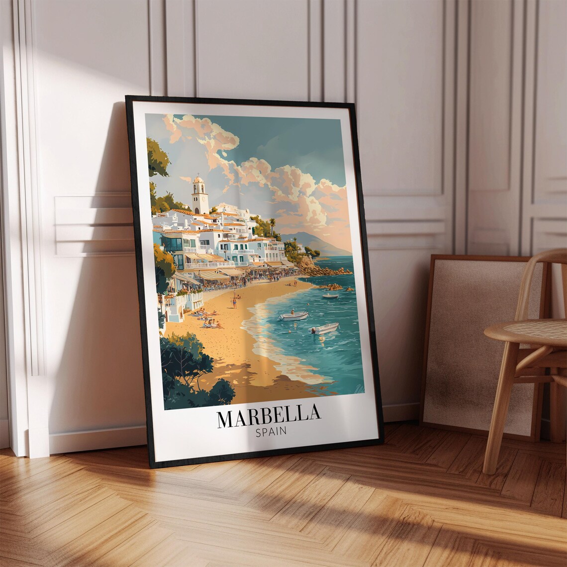 Marbella Spain Old Town Beach Warm Golden Shore Travel Poster - Image 4