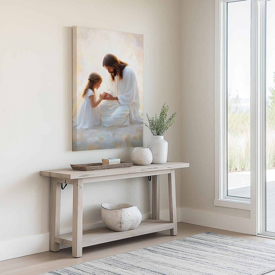 Jesus Painting With Little Girl Praying Art Child Of God Wall Art Modern Christian Art Print Religious Nursery Wall Decor Lds Bible Art - Image 2
