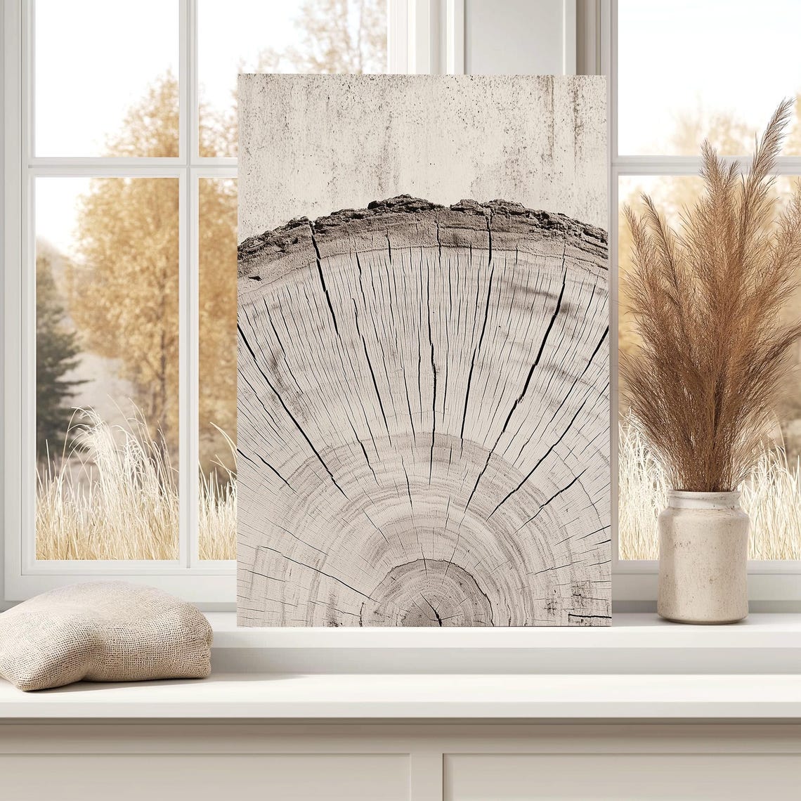 Tree Ring Art For Modern Farmhouse Decor Neutral Abstract Art Print For Living Room Vertical Minimalist Art Print Rustic Home Decor - Image 4