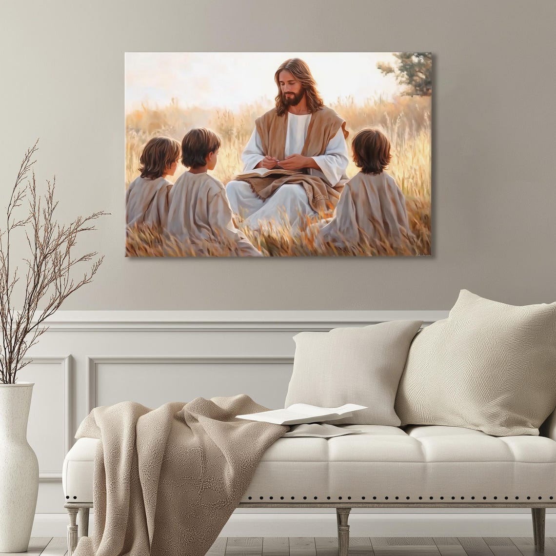Jesus With Children Of God Art Picture Of Jesus And Children Print Christian Nursery Wall Decor For Kids Modern Biblical Art Print - Image 4