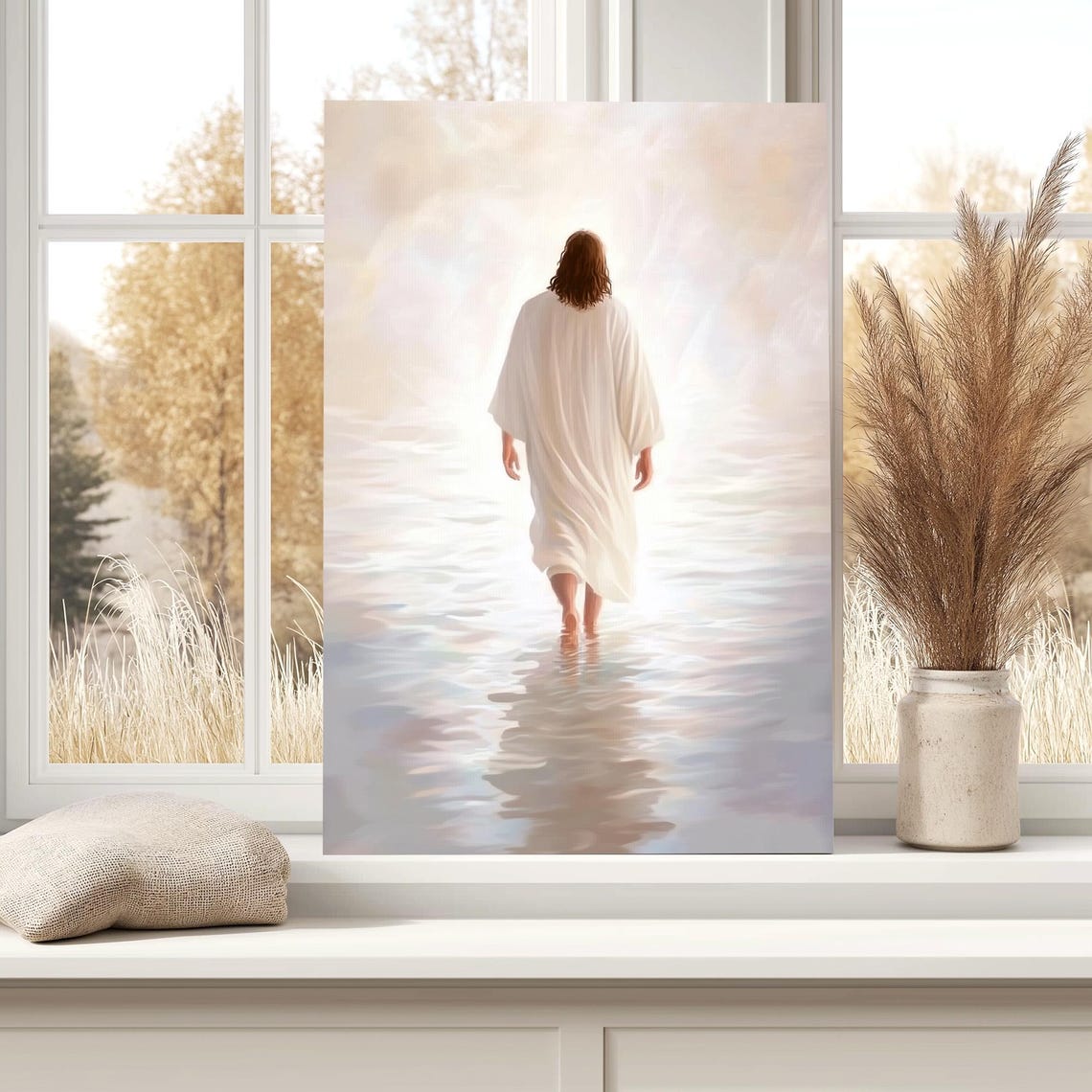 Jesus Walking On Glassy Water Into Pure White Heavenly Glow Poster - Image 4