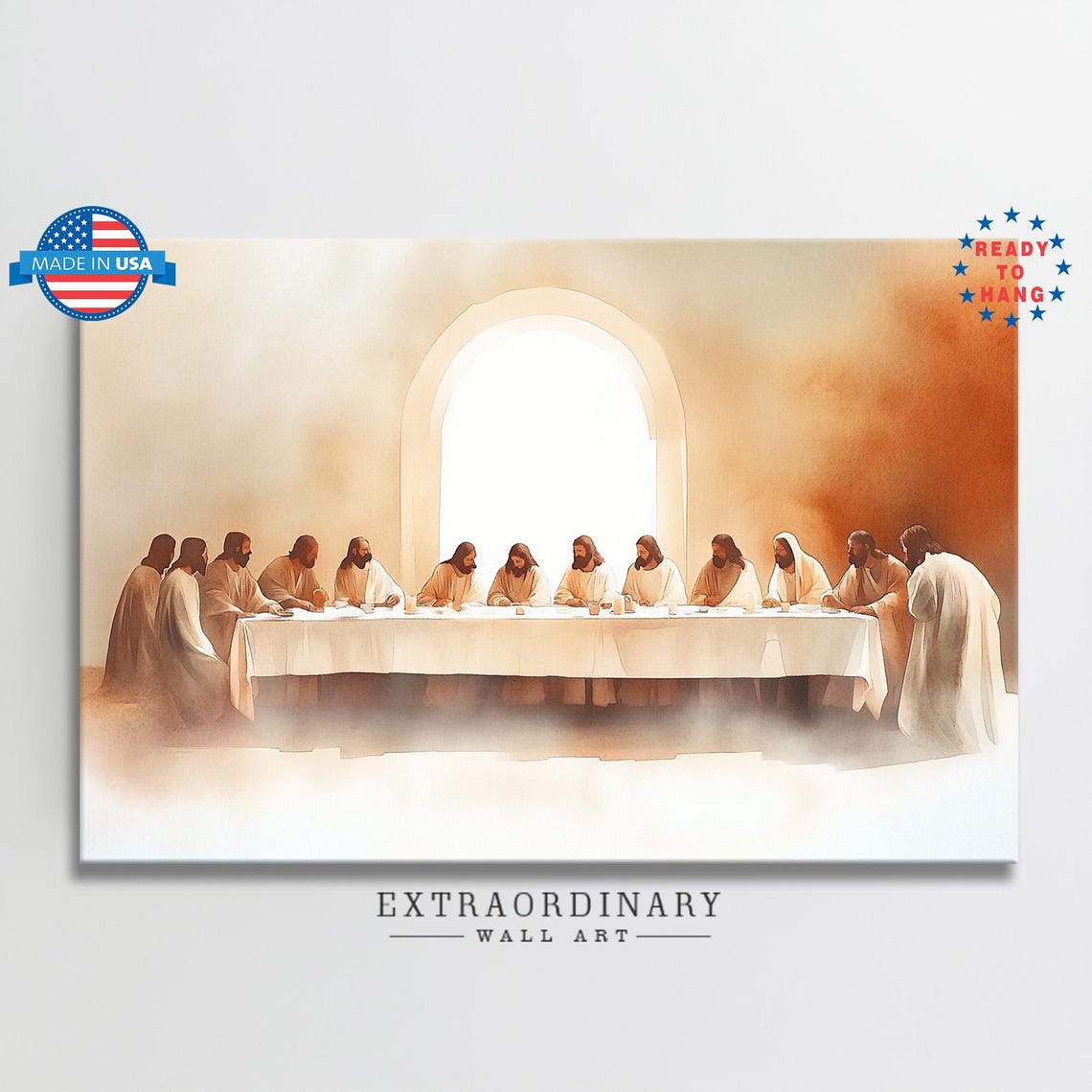 Last Supper Watercolor With Jesus And Twelve Disciples Poster