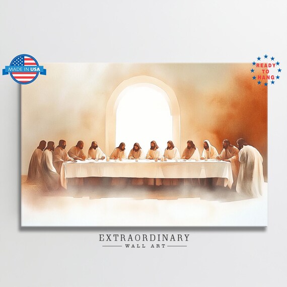 Last Supper Watercolor With Jesus And Twelve Disciples Poster