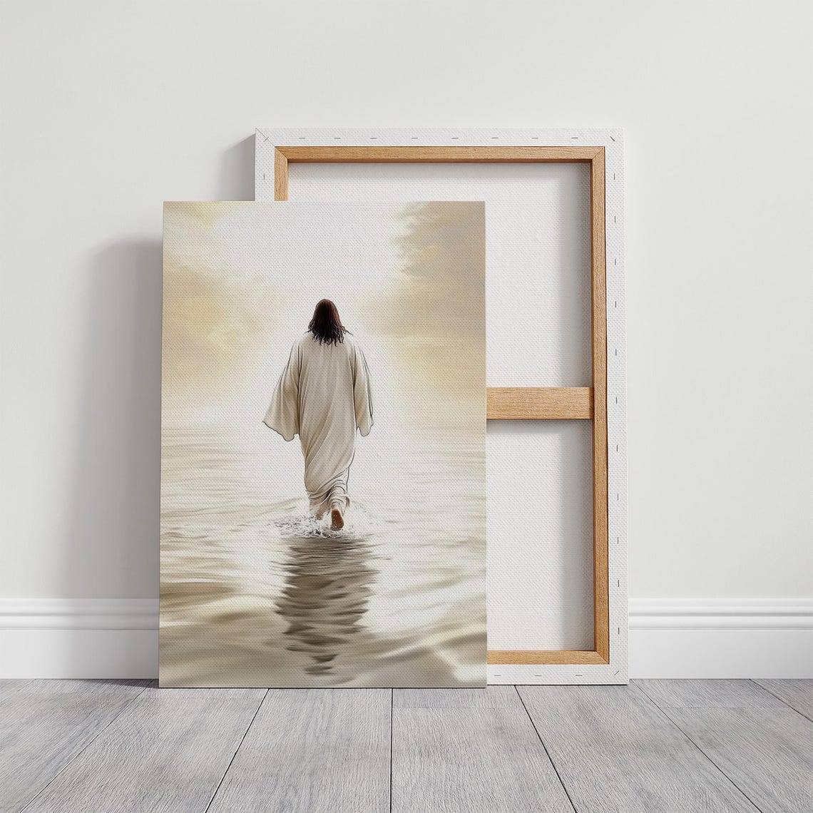 Jesus Walking On Calm Water Into Soft Heavenly White Light Poster - Image 5