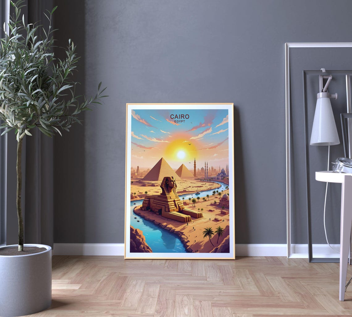 Cairo Egypt Travel Poster Pyramids Nile River And Ancient Wonders Wall Art Gift Poster - Image 5