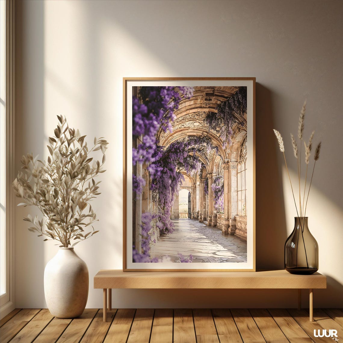 Purple Wisteria Over Stone Arches Italian Garden Photo Poster