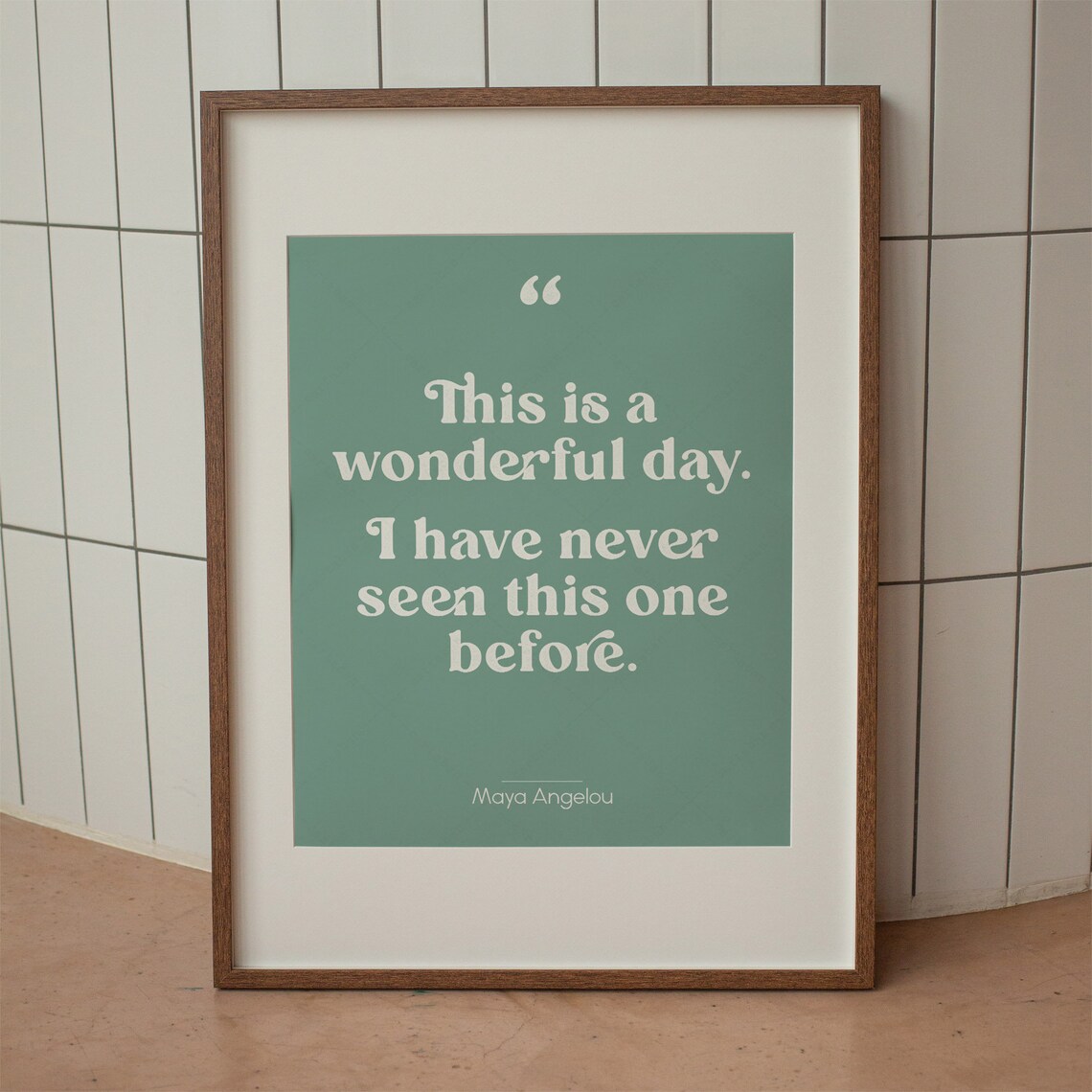 Maya Angelou Wonderful Day Quote Print Sage Green Retro Typography Poster - Image 3