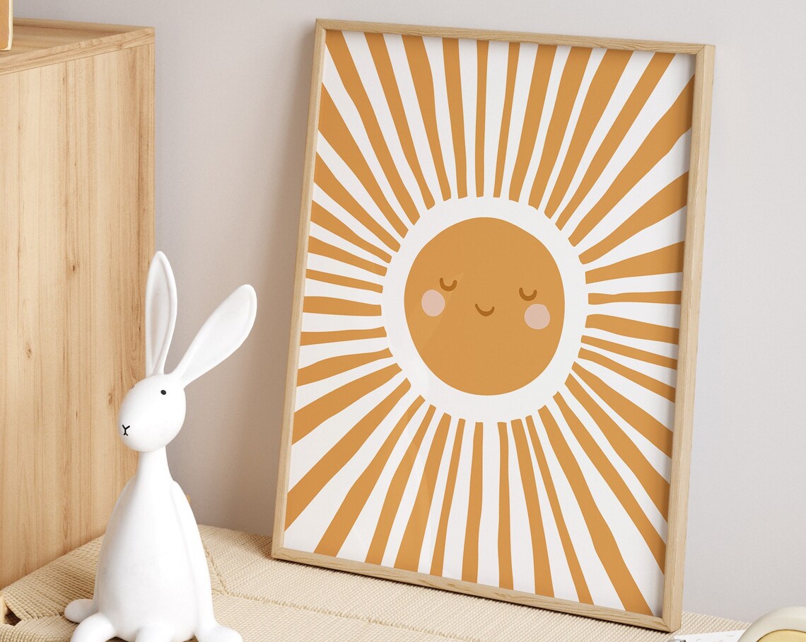 Smiling Sunbeam Print, Neutral Nursery Wall Art - Image 3