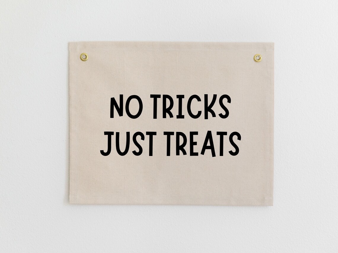No Tricks Just Treats Halloween Banner Cute Trick Or Treat Wall Poster - Image 3