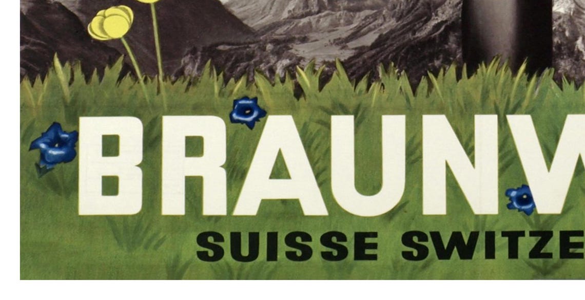 Braunwald Switzerland Alpine Child Butterfly Vintage Travel Poster - Image 2