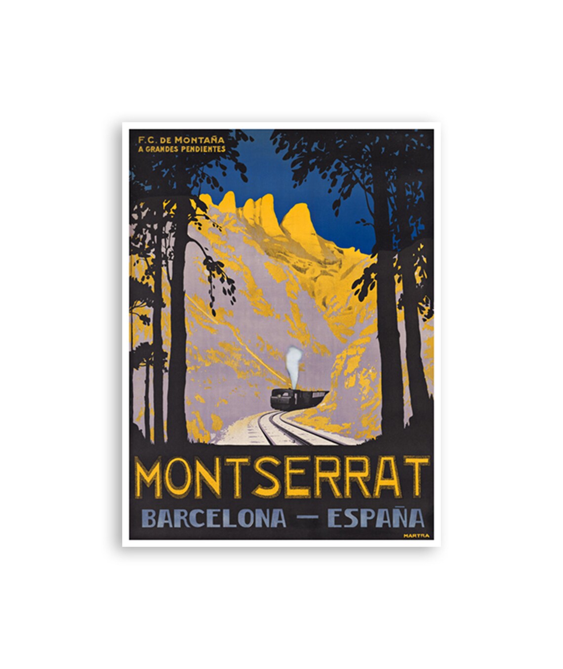 Montserrat Spain Vintage Barcelona Travel Poster