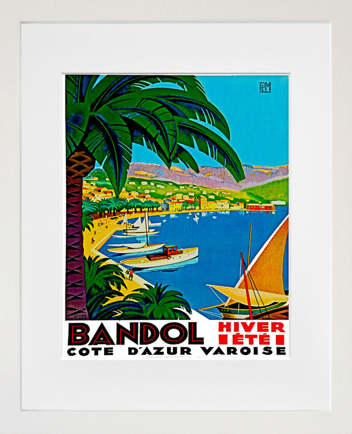 Bandol France Vintage Travel Poster, French Decor